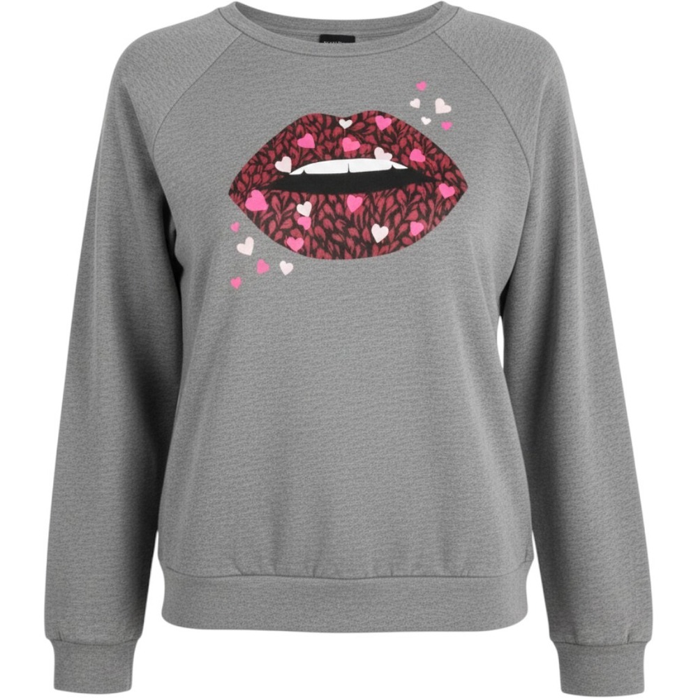 TORRID Sleep Sweatshirt Gray Heart Lips NWT 3X